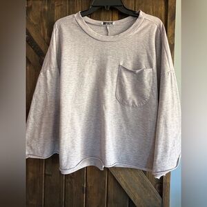 Light Purple 3/4 Bell Sleeve Top with Pocket